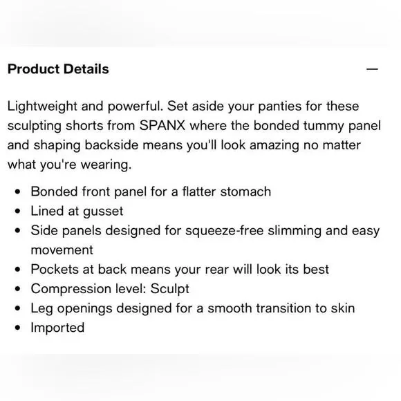 Spanx | OnCore Sculpt Mid-Thigh Short | Very Black | Size Small - Picture 10 of 10